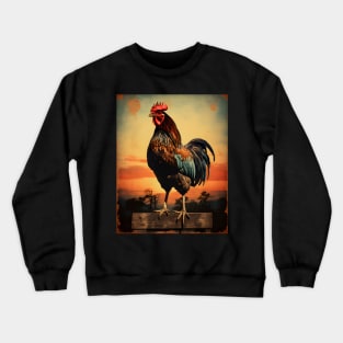 Beautiful Vintage Rooster Art | Classic Country Charm and Timeless Elegance Crewneck Sweatshirt